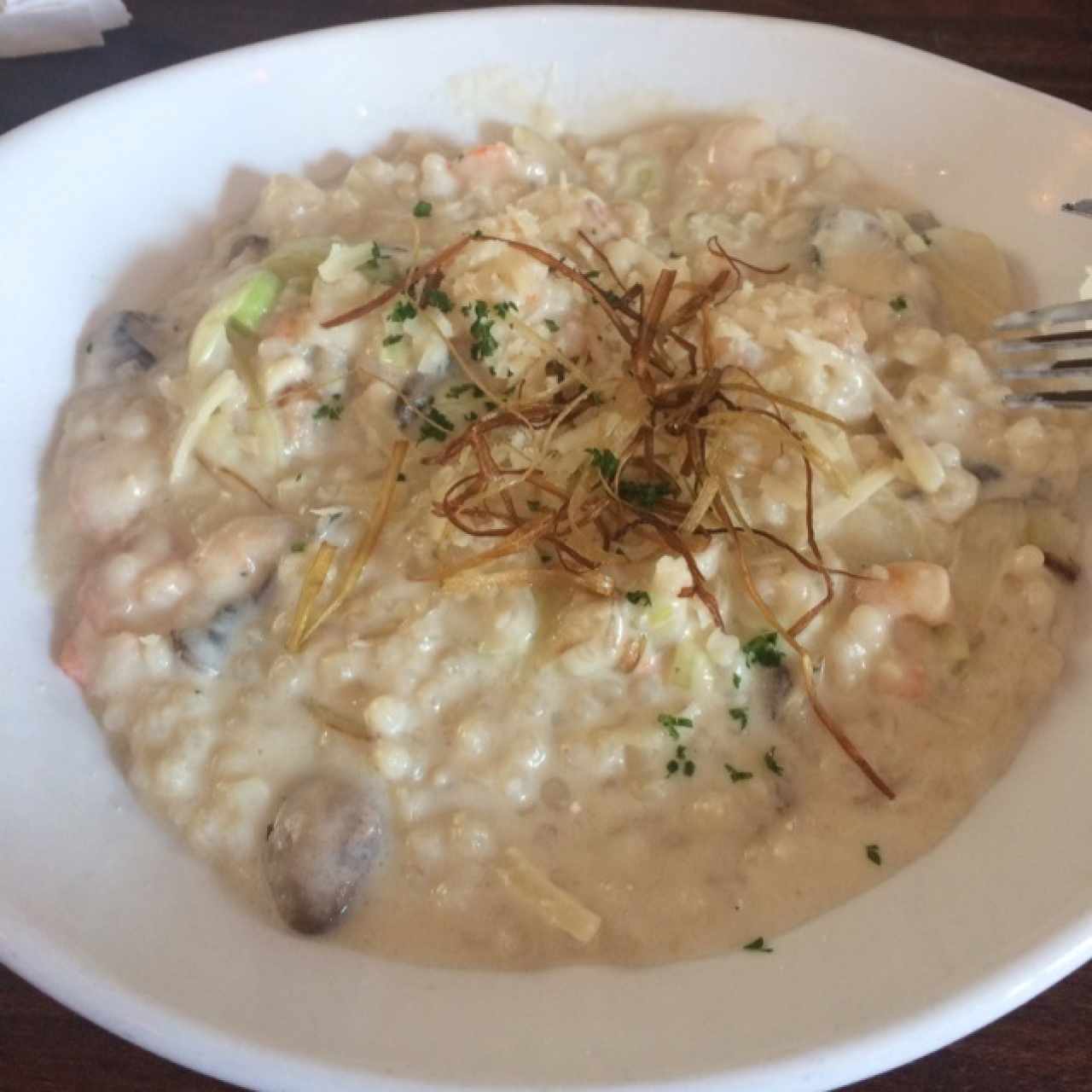 Risoto de Camarones $12 muy simple! recomiendo el de pulpo mejor