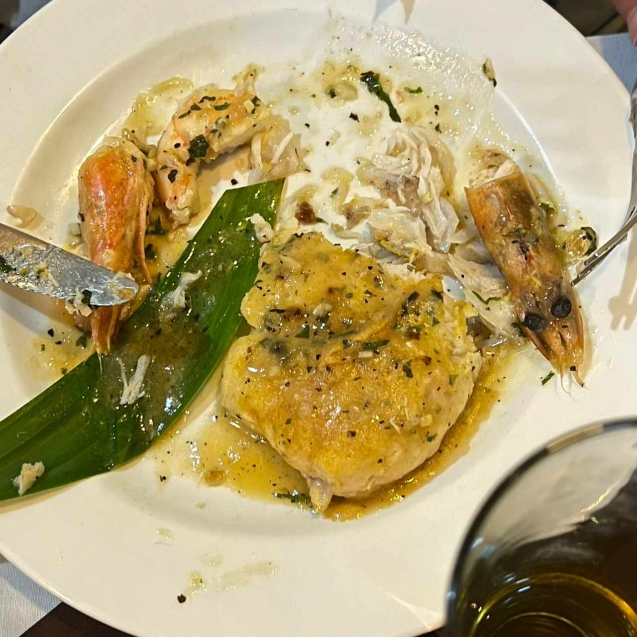 Filete de Corvina Tinajas con langostinos