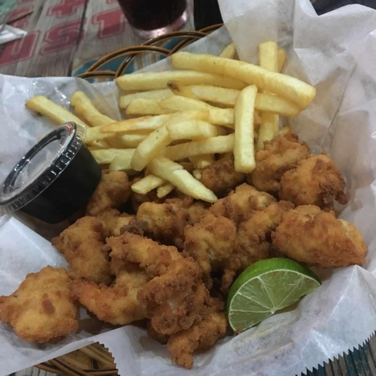 Camarones Apanados con Papas