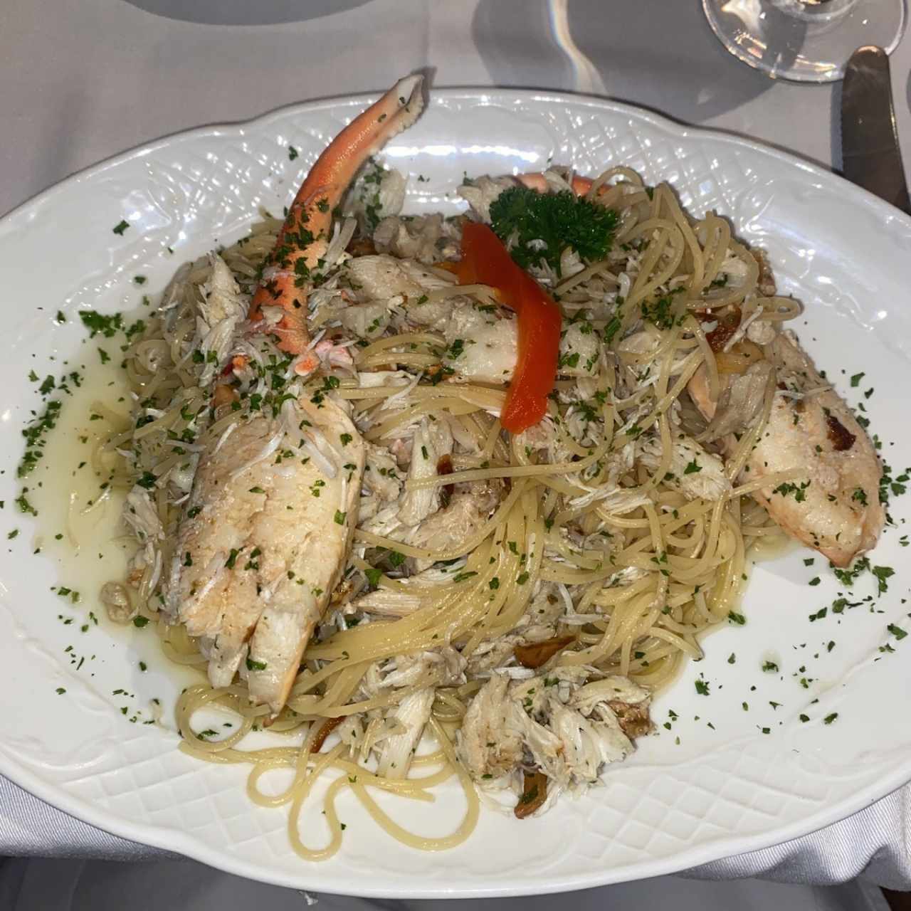Centollo con spaguetti al oleo💖