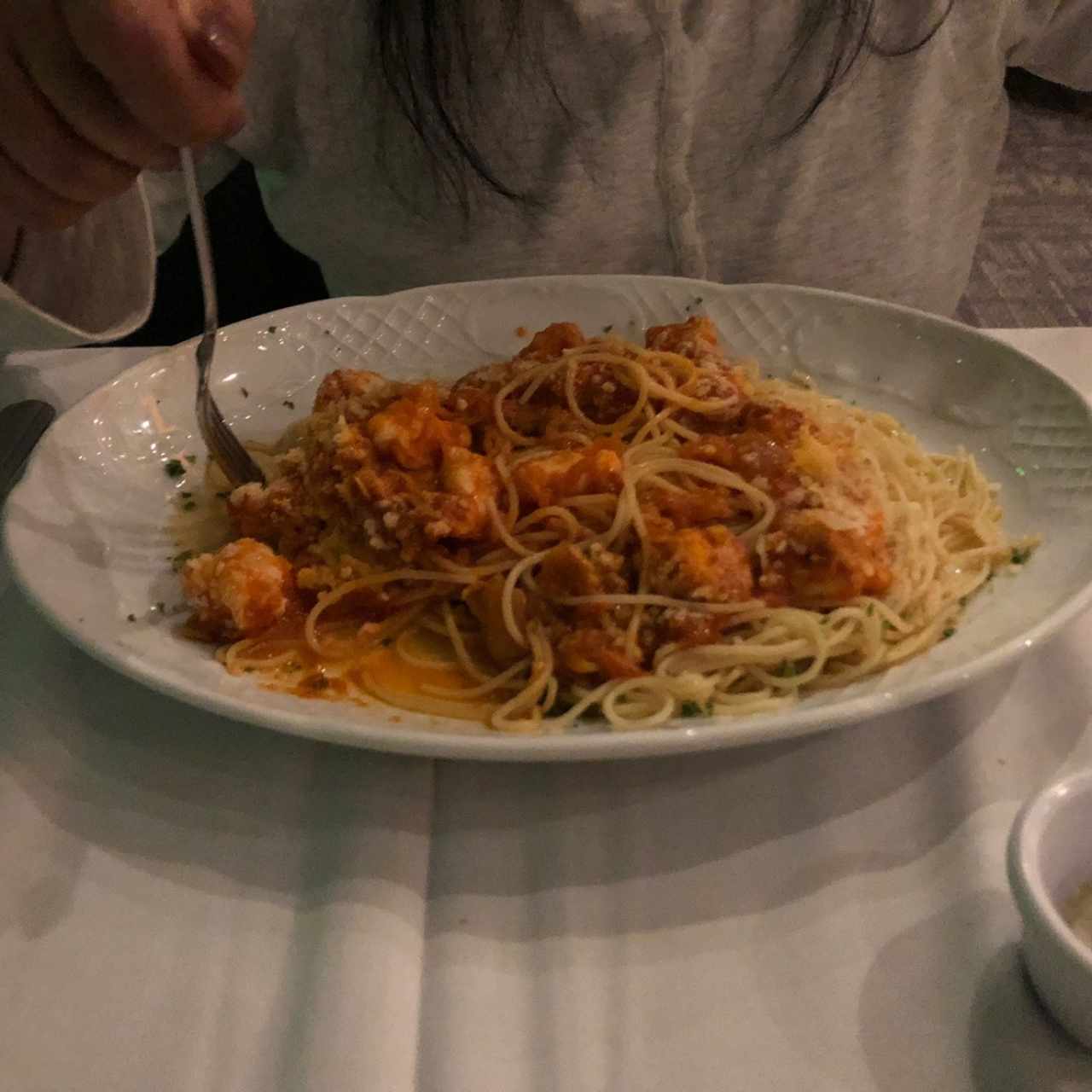 Spaguetti con camarones