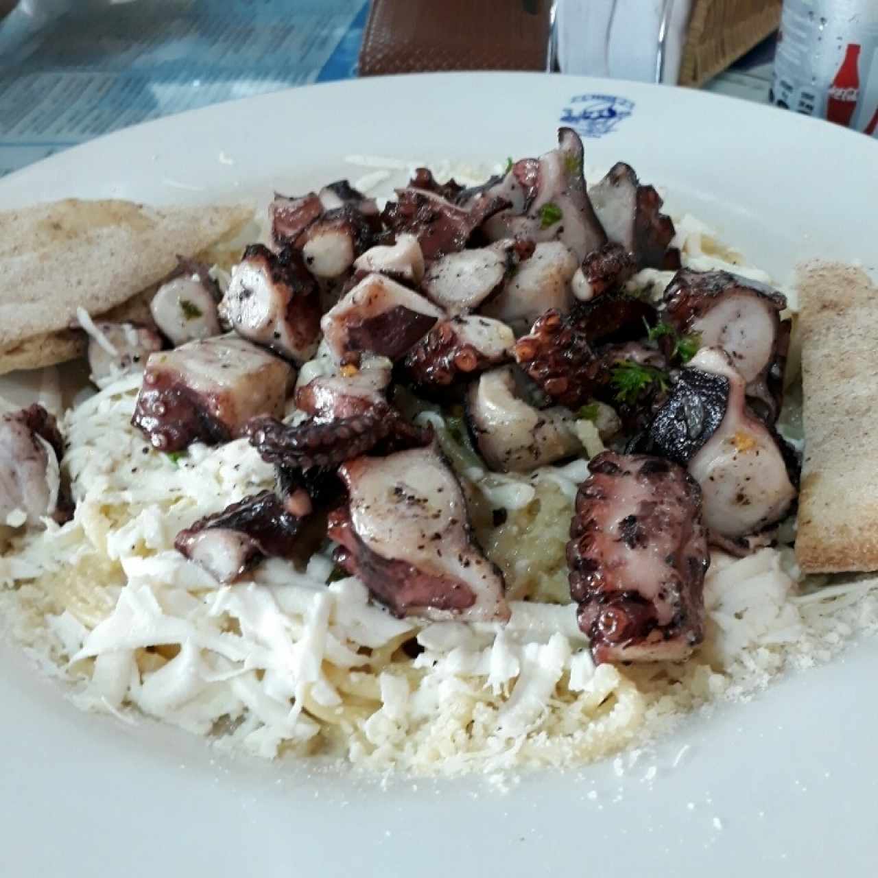 Spaguettini con pulpo al olio