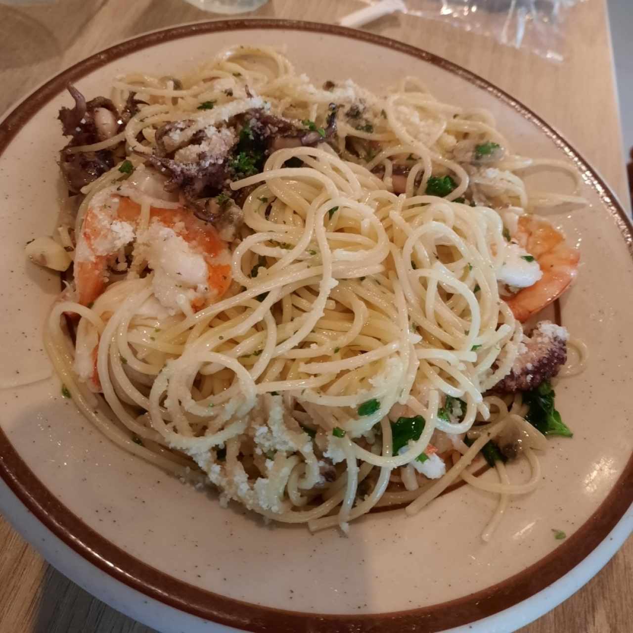 Espaguetti con mariscos