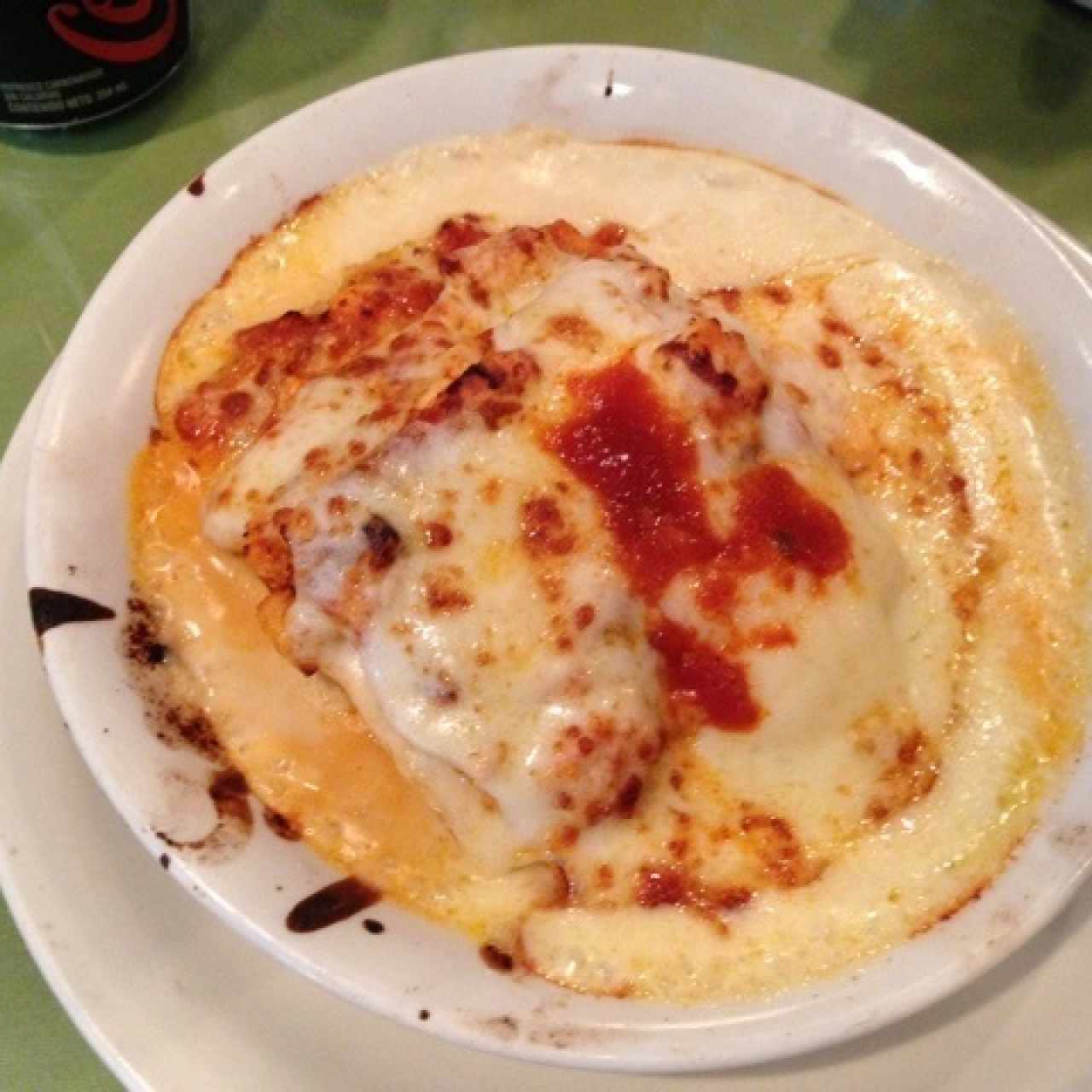 lazaña de pollo gratinada