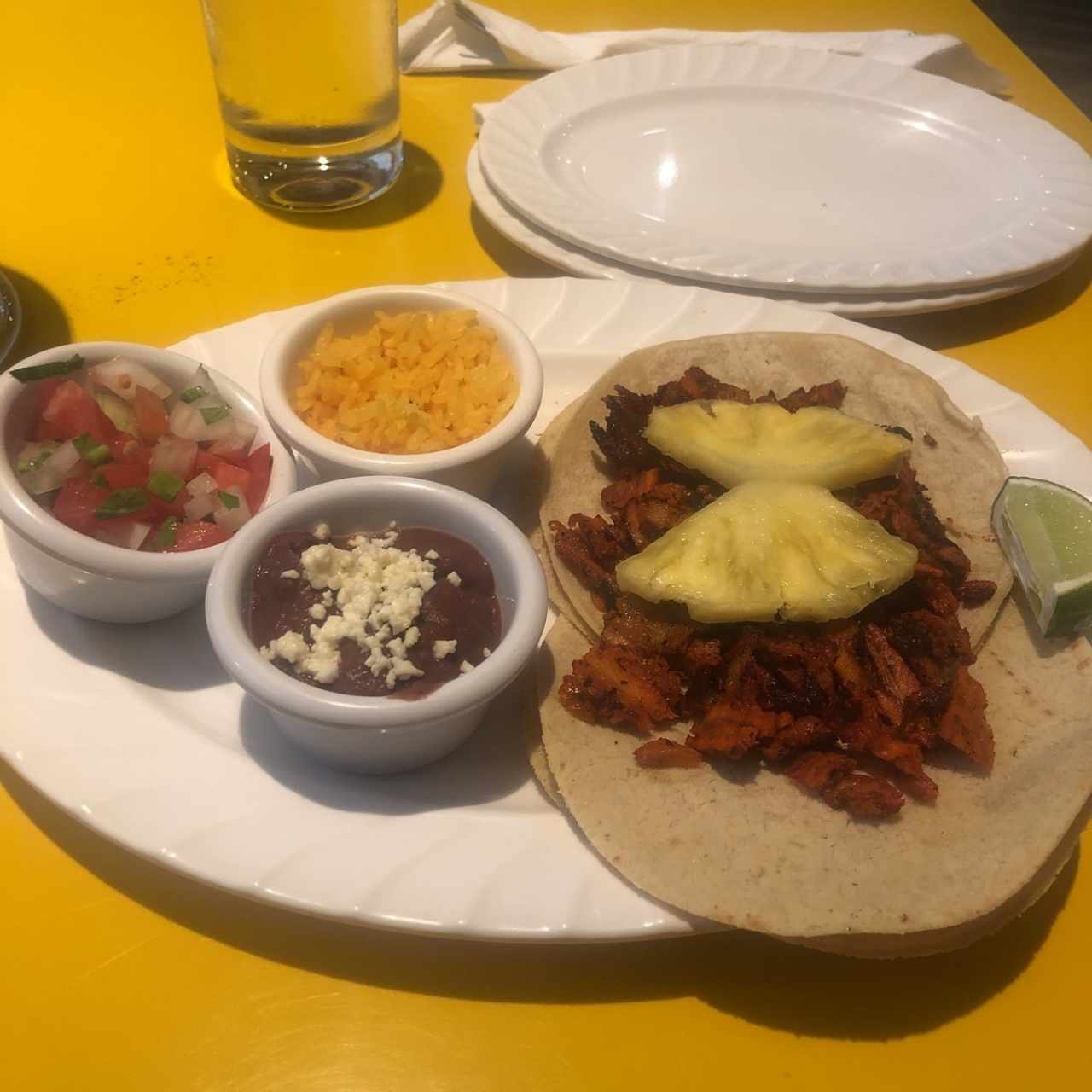 Tacos de 4 de Res, Pollo, Al Pastor; Chorizo ó Carnitas