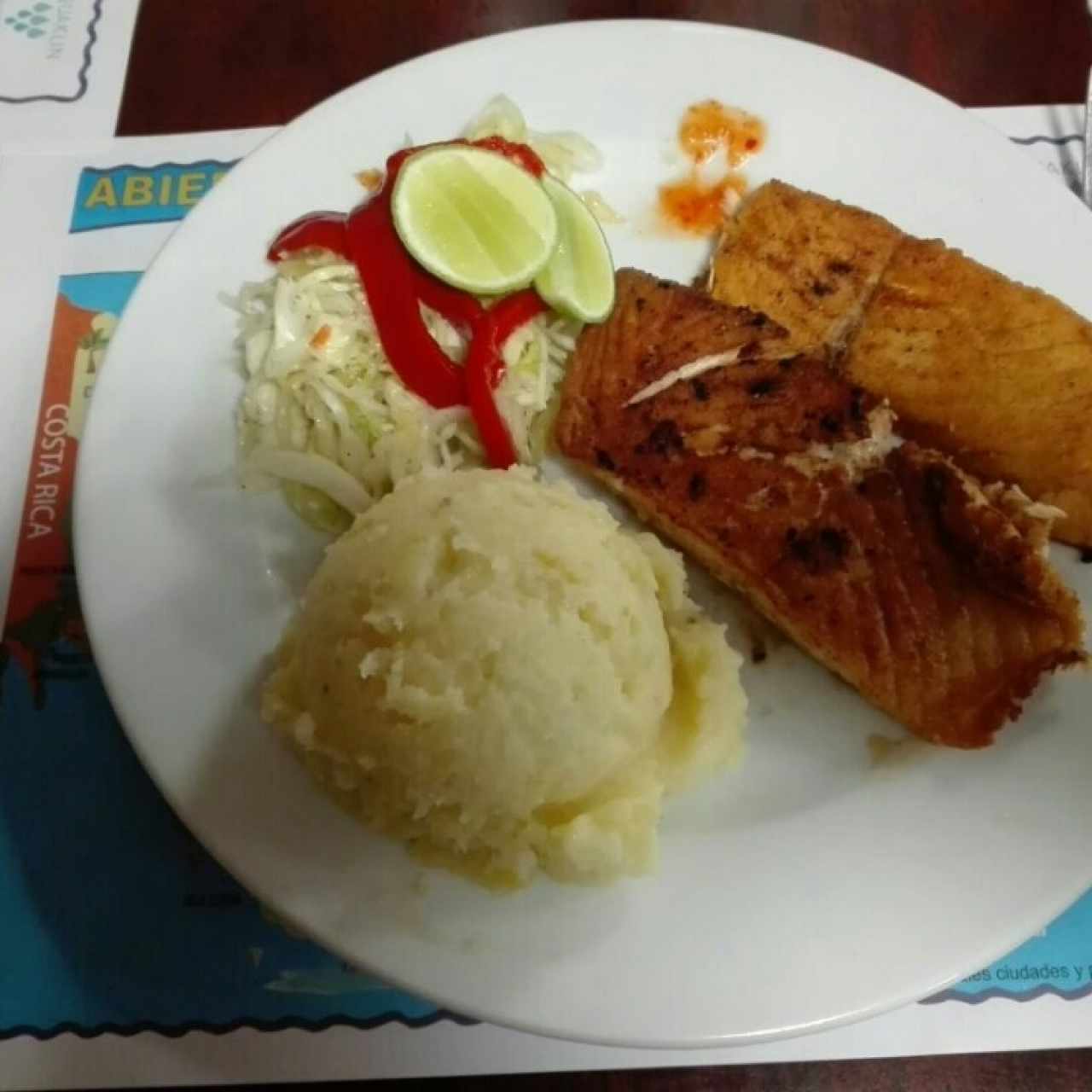 salmón con puré