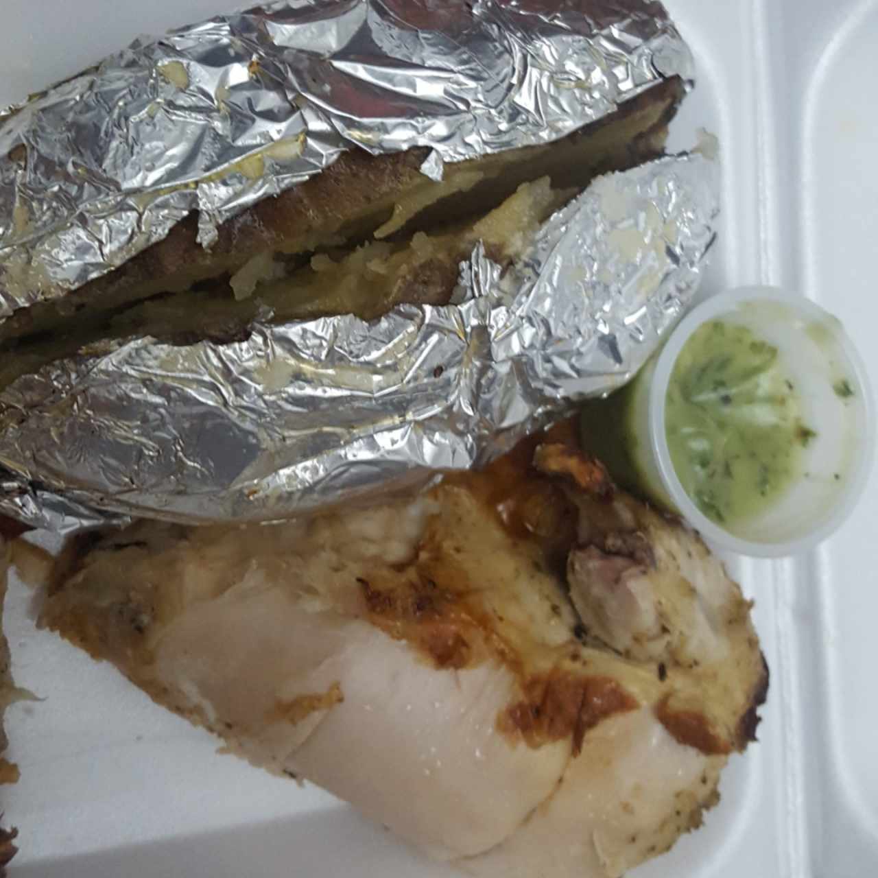 1/4pollo con papa asada