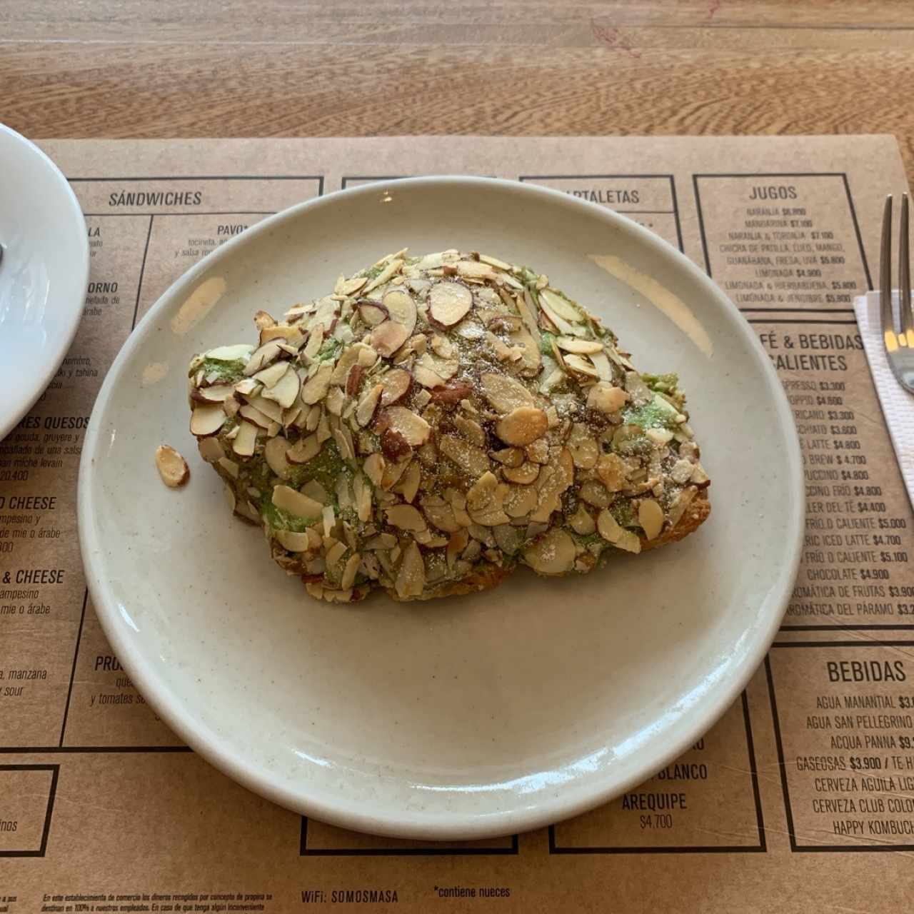 Croissant with almonds and pistachio