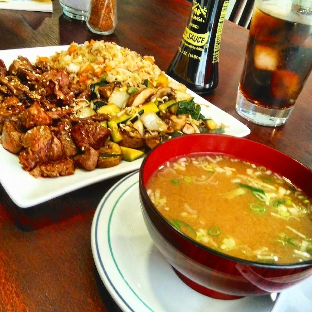 Teppanyaki de Lomo y Sopa de Misoshiru