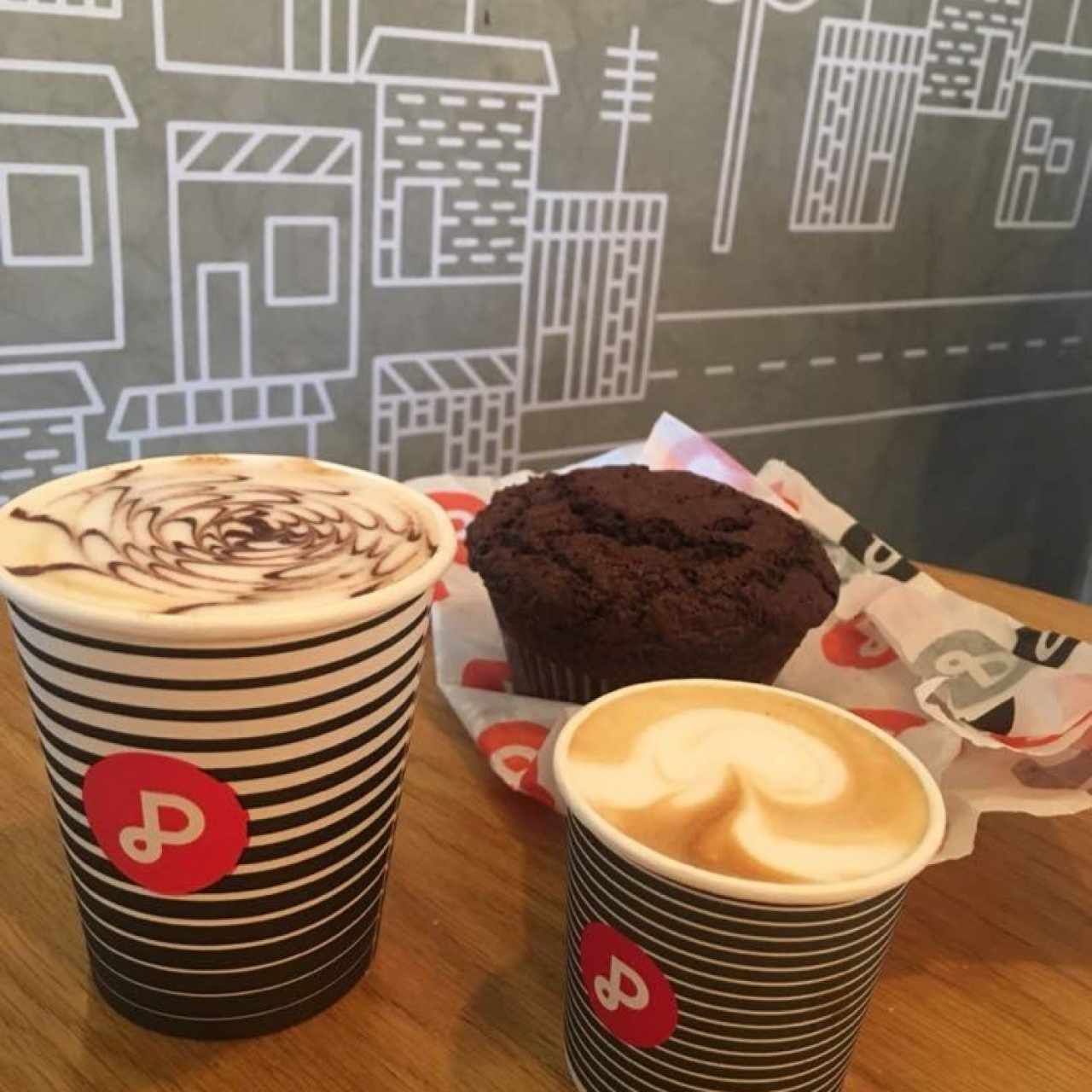 cafe de ensueño, marroncito y muffin de chocolate