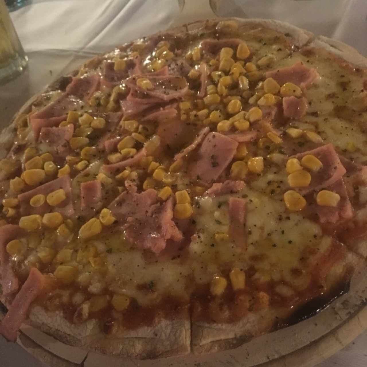 pizza de jamon y maiz